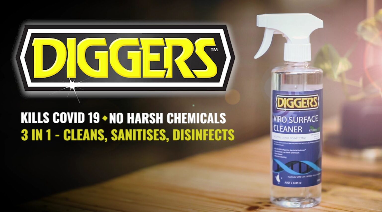 What cleaner and disinfectant kills COVID19? Diggers Viro Surface