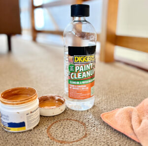 Paint spills on carpet with DIGGERS Paint Cleanup
