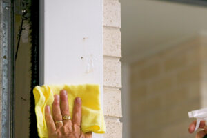 Wall Cleaner removing stain from wall