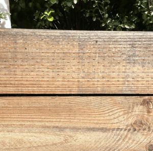 Old timber garden beds closeup